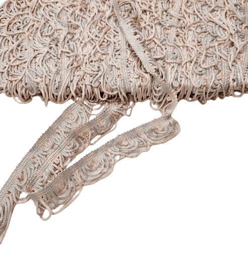 Pasamanería Flecos ondas gris y salmón - 1