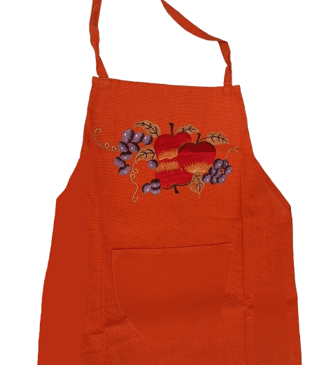 Delantal naranja con bordado - 1