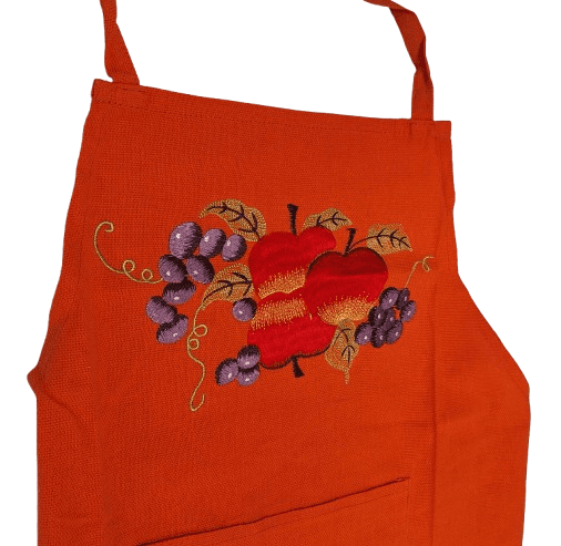 Delantal naranja con bordado - 3
