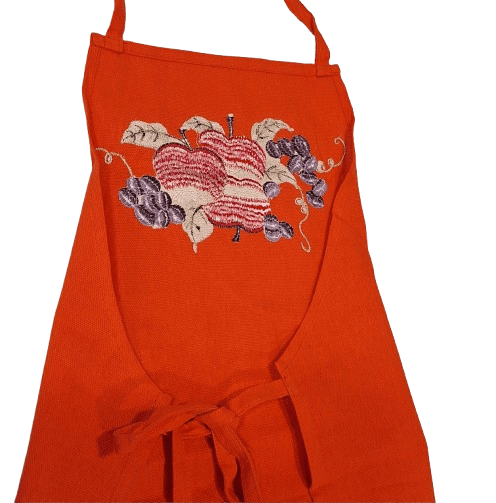Delantal naranja con bordado - 4