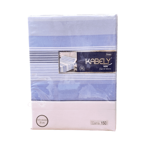 Juego de sábanas rayas azules y blancas. Cama 150
