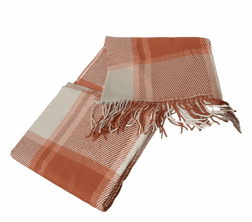 Mantita foulard cuadros teja 130 x 150