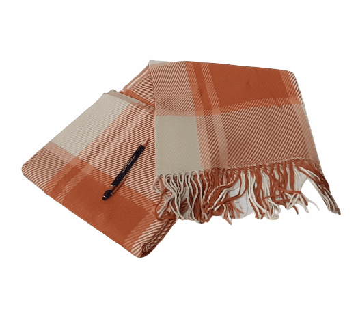 Mantita foulard cuadros teja 130 x 150 - 3