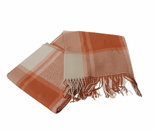 Mantita foulard cuadros teja 130 x 150 - 4