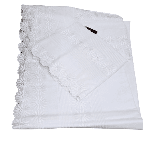 Sábanas blancas girasoles bordadas. Cama 135 - 1