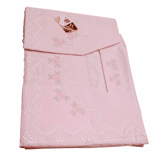 Sábanas rosas flores y organza bordada. Cama 135