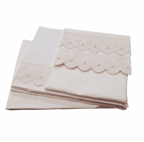 Sábanas beige bordada. Cama 135 - 2