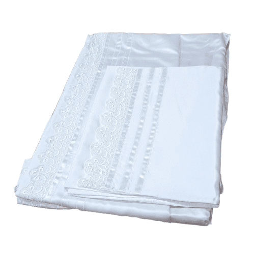 Sábanas raso blanco con puntilla. Cama 135 - 1