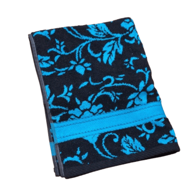 Toallas reversibles flores negro azul