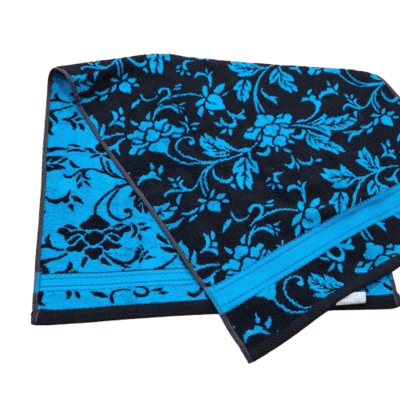 Toallas reversibles flores negro azul - 1