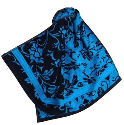 Toallas reversibles flores negro azul - 4