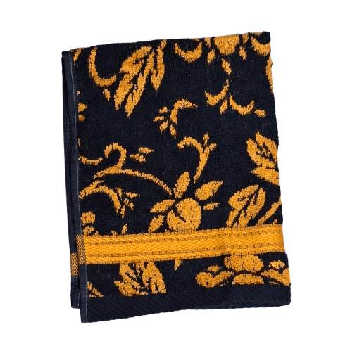 Toallas reversibles flores negro naranja