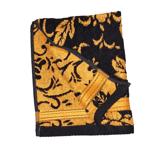 Toallas reversibles flores negro naranja - 1