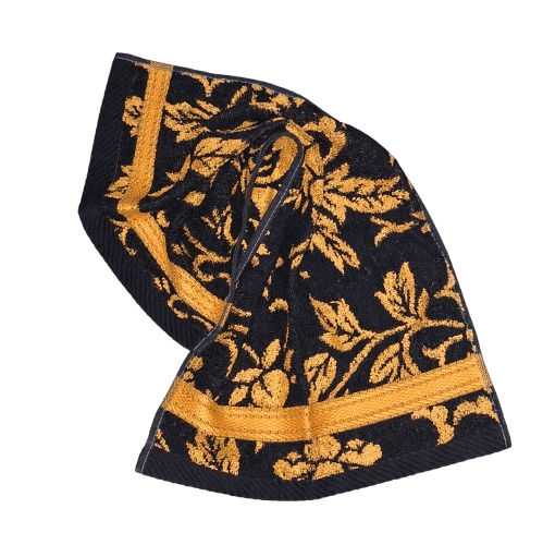 Toallas reversibles flores negro naranja - 2