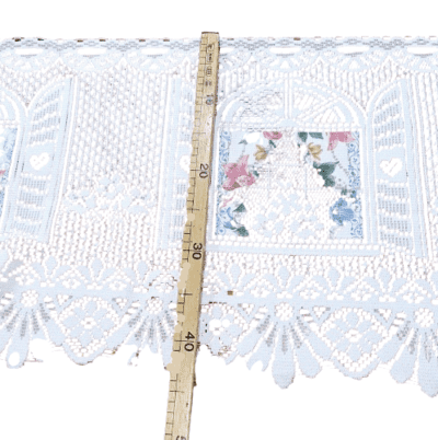 Tela bandó por metros encaje ventanas rosas 44 alto - 1