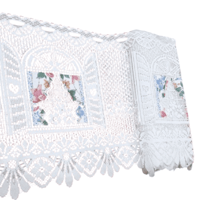 Tela bandó por metros encaje ventanas rosas 44 alto - 2