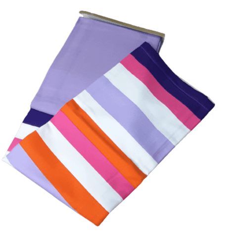 Colchas multiusos lila rayas naranja. 240 x 260