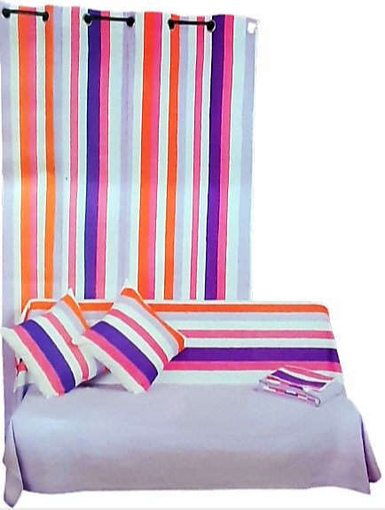 Colchas multiusos lila rayas naranja. 240 x 260 - 1