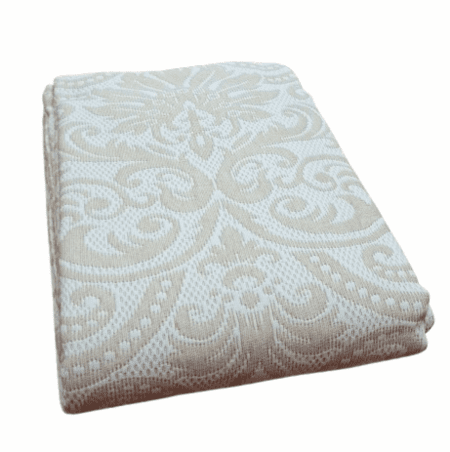 Colcha de verano adamascada beige. Cama 80