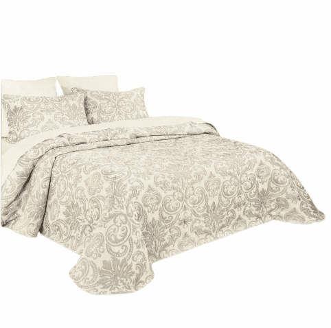 Colcha de verano adamascada beige. Cama 80 - 4