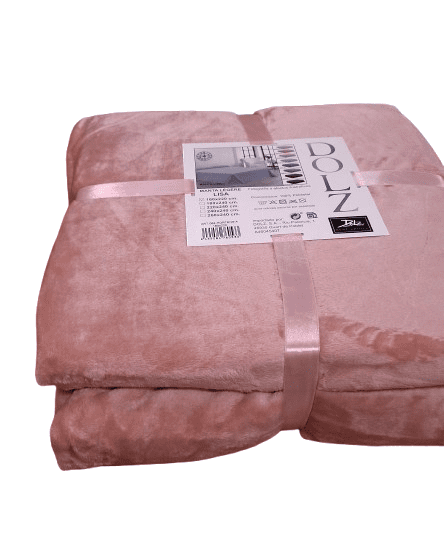 Manta terciopelo rosa 160 x 220 cm - 1