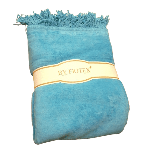 Manta turquesa flecos paño 130 x 170