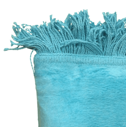 Manta turquesa flecos paño 130 x 170 - 1