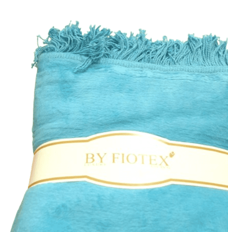 Manta turquesa flecos paño 130 x 170 - 2