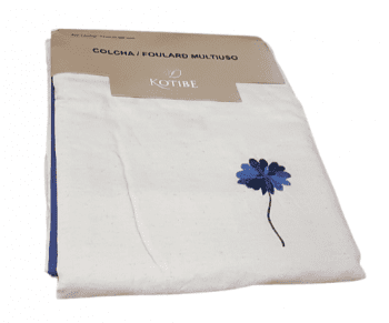 Colchas multiusos flor bordada azul. Cama 90 - 4