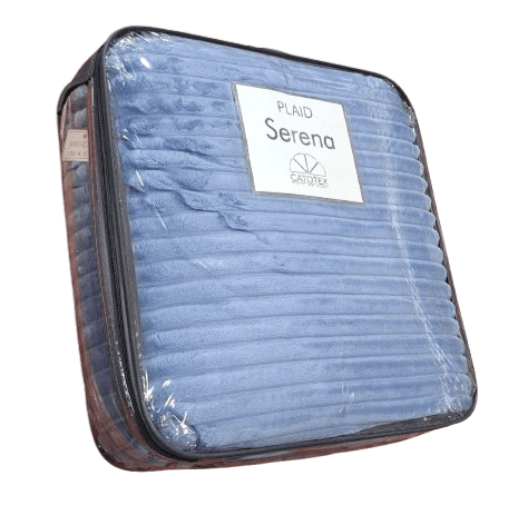 Manta de sofá pana terciopelo azul 130 x 170 cm