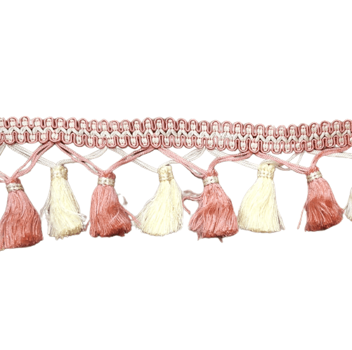 Pasamanería Flecos salmón y beige