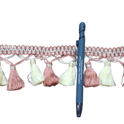 Pasamanería Flecos salmón y beige - 3