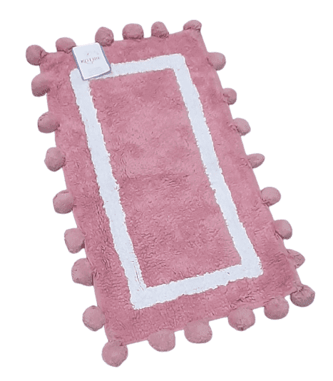 Alfombra de baño pompones rosa - 2