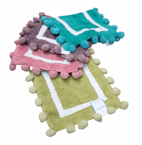 Alfombra de baño pompones rosa - 3
