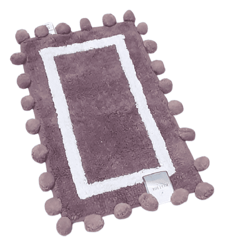 Alfombra de baño pompones malva - 1