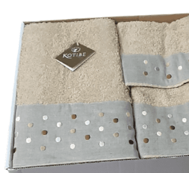 Juego Toallas tostadas con topos marrones. 3 piezas - 1