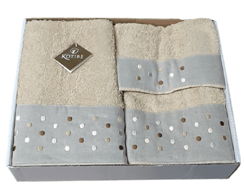 Juego Toallas tostadas con topos marrones. 3 piezas - 2