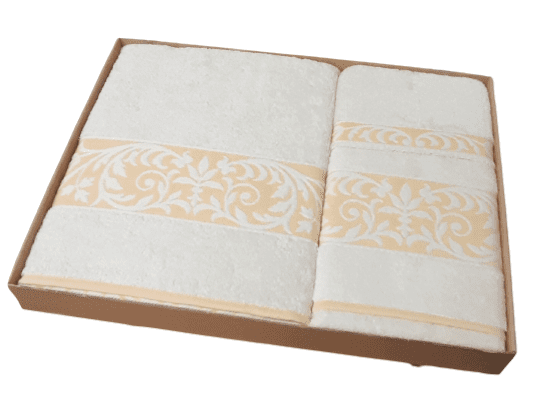 Juego Toallas crudo y amarilla. 3 piezas