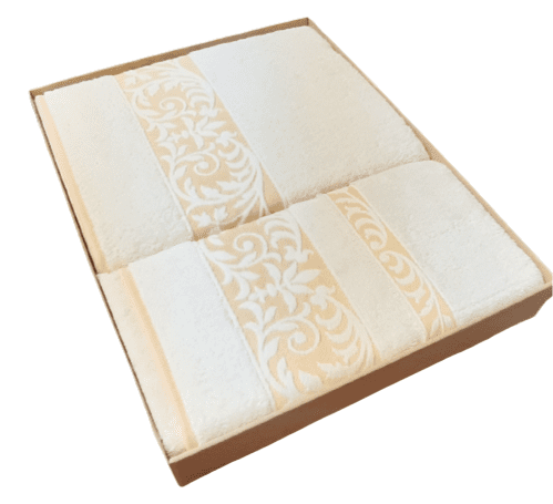 Juego Toallas crudo y amarilla. 3 piezas - 1