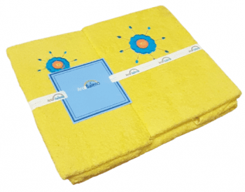 Juego de Toallas amarillas sol: ducha,  lavabo y tocador