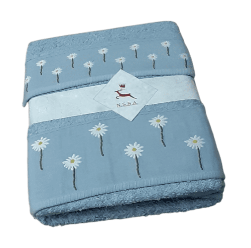 Juego Toallas azules margaritas. Baño, lavabo y tocador - 1