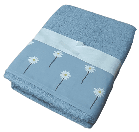 Juego Toallas azules margaritas. Baño, lavabo y tocador - 2