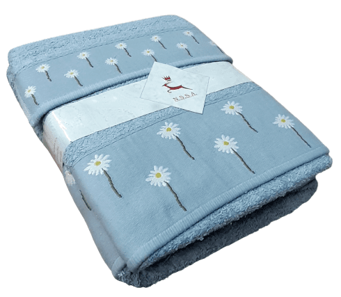 Juego Toallas azules margaritas. Baño, lavabo y tocador - 4