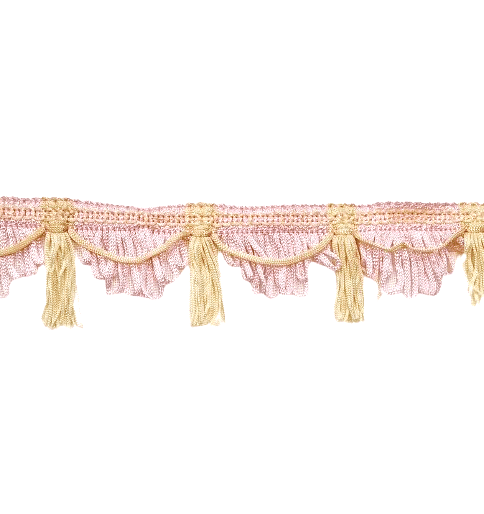 Pasamanería Flecos rosas con beige