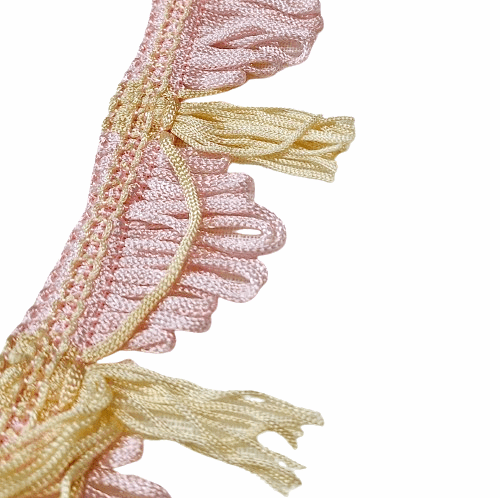 Pasamanería Flecos rosas con beige - 1