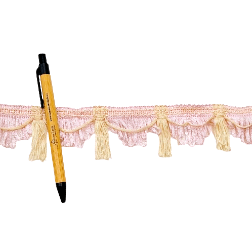 Pasamanería Flecos rosas con beige - 2