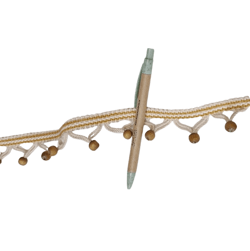 Pasamanería amarilla Borlas de madera - 3