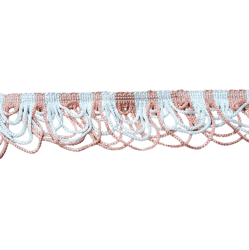 Pasamanería Flecos ondas salmón y blanco - 2