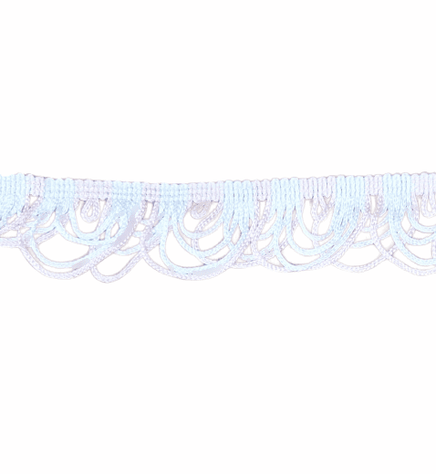 Pasamanería Flecos ondas rosas blanco