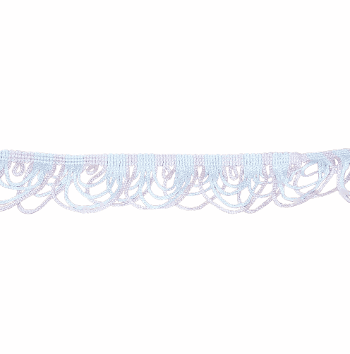 Pasamanería Flecos ondas rosas blanco - 1